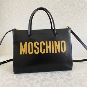 Moschino black leather tote bag